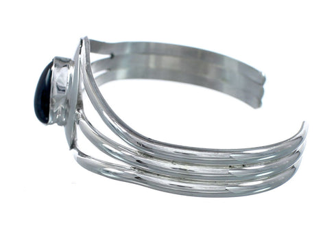 Genuine Sterling Silver Onyx Native American Cuff Bracelet JX129737